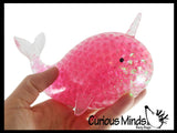 Jumbo Light Up Narwhal Water Bead Filled Squeeze Stress Ball  -  Sensory, Stress, Fidget Toy