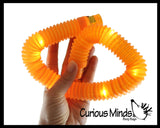 LAST CHANCE - LIMITED STOCK  - Light-Up Large Pull and Pop Snap Expanding Flexible Accordion Tube Toy - Free Play - Open Ended Fidget Toy