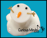 Melting Snowman Slime - White Slime with Snow Man Parts - Eyes, Stick Arms and Carrot Nose - Christmas Party Favor