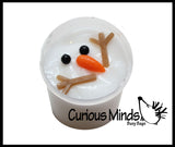 Melting Snowman Slime - White Slime with Snow Man Parts - Eyes, Stick Arms and Carrot Nose - Christmas Party Favor