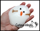 Melting Snowman Slime - White Slime with Snow Man Parts - Eyes, Stick Arms and Carrot Nose - Christmas Party Favor