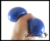 Pack of 2 Different 2.5" Stress Balls - Confetti, & Metallic - Squishy Gooey Shape-able Squish Sensory Squeeze Balls