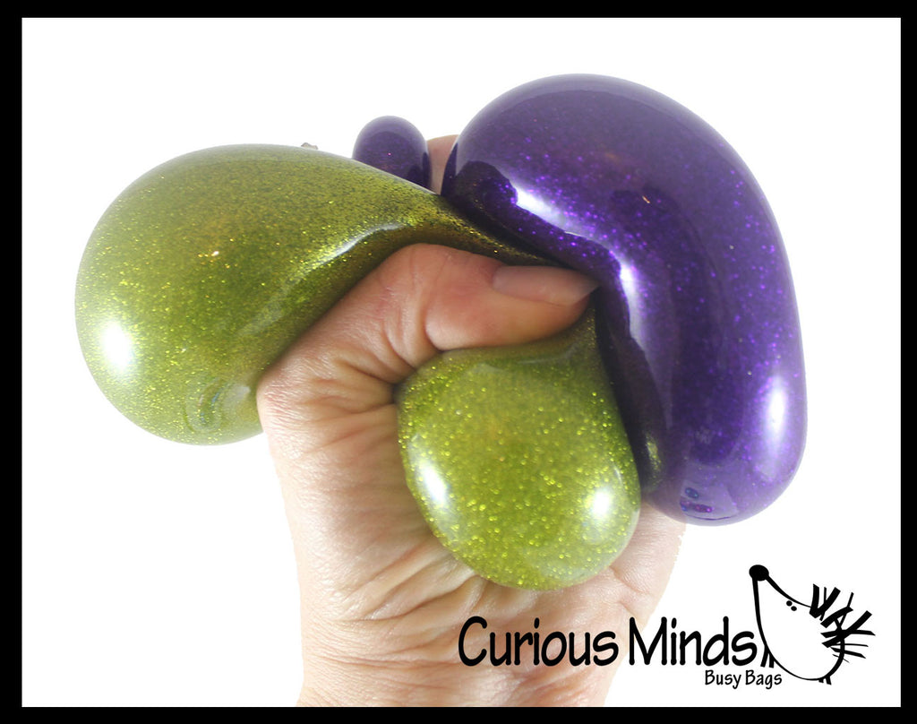 Metallic Glitter Thick Gel-Filled Squeeze Stress Balls  -  Sensory, Stress, Fidget Toy