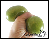 Pack of 2 Different 2.5" Stress Balls - Confetti, & Metallic - Squishy Gooey Shape-able Squish Sensory Squeeze Balls