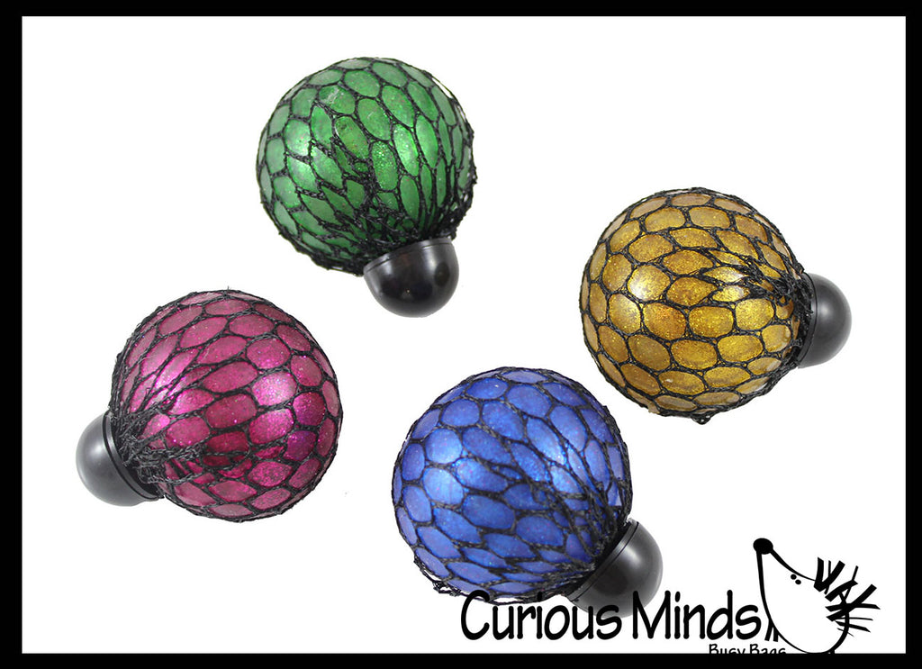 2" Metallic Bubble Mesh Balls - Squishy Fidget Ball with Web Netting - Stress Ball Color Changing Blobs - Sensory, Fidget Toy- Gooey Squish Bubble Popping OT