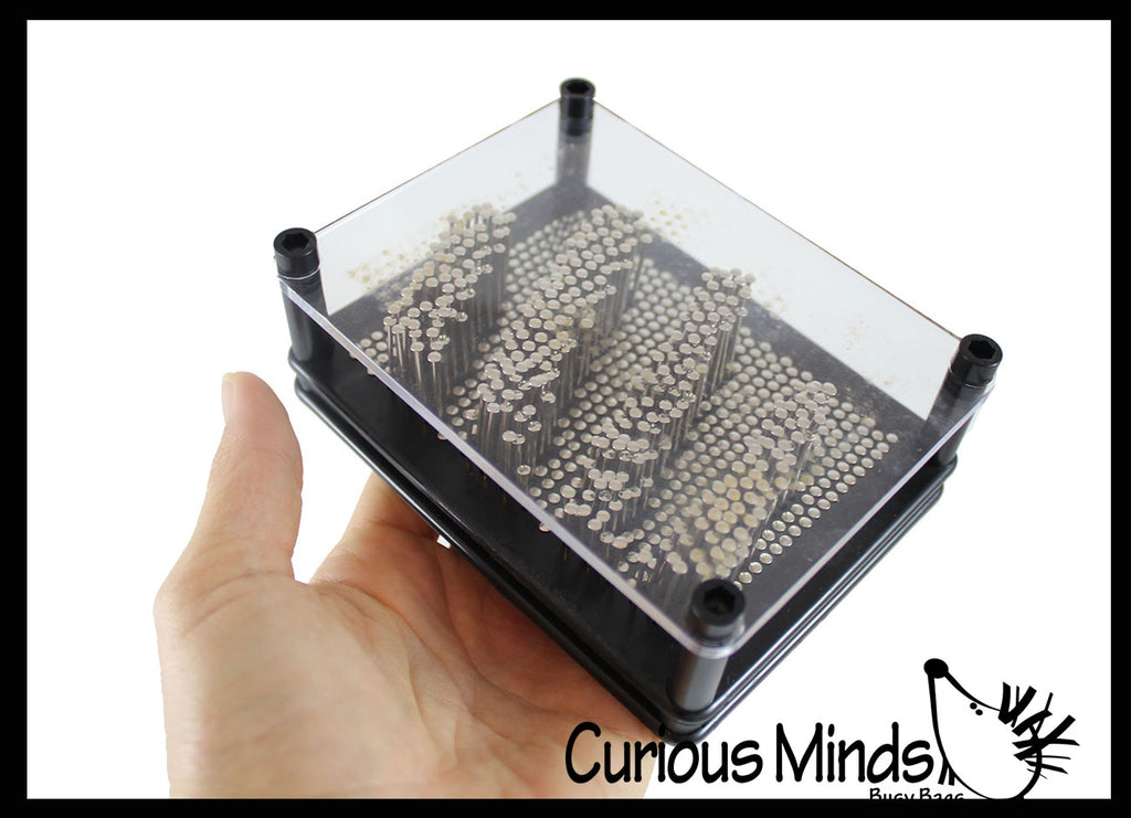 Metal 5" x 3.5" Rectangle Shape Pin Art Classic Fun Toy - 3D Clone Sculpture Impression Toy - Classic 80's Desk Fidget Toy