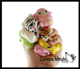 Cute Chunky Animals Micro Slow Rise Squishy Toys - Mini Tiny Animals - Memory Foam Party Favors, Fidgets, Prizes, OT