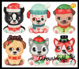 Mini Dog Winter Puppy Animal Themed Slow Rise Squishy Toys - (6 Styles) Memory Foam Squish Stress Ball - Winter Christmas