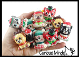 Mini Dog Winter Puppy Animal Themed Slow Rise Squishy Toys - (6 Styles) Memory Foam Squish Stress Ball - Winter Christmas