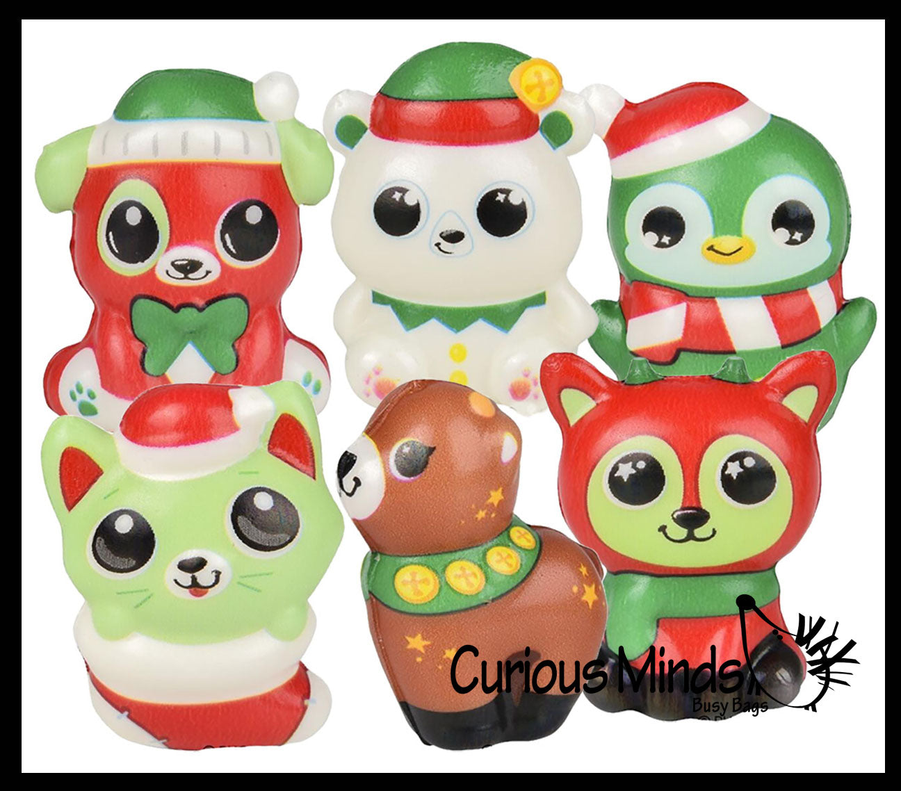 Mini Winter Animal Themed Slow Rise Squishy Toys - (6 Styles) Memory Foam Squish Stress Ball - Winter Christmas