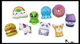 Set of 36 (3 Dozen) Cute Micro Slow Rise Squishy Toys - Mini Animals and Foods - Memory Foam Party Favors, Prizes, OT