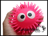 Light Up 4.5" Puffer Ball with Eyes -  Flashing Indoor Soft Hairy Air-Filled Sensory Toy