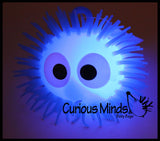 Light Up 4.5" Puffer Ball with Eyes -  Flashing Indoor Soft Hairy Air-Filled Sensory Toy
