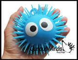 Light Up 4.5" Puffer Ball with Eyes -  Flashing Indoor Soft Hairy Air-Filled Sensory Toy