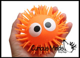 Light Up 4.5" Puffer Ball with Eyes -  Flashing Indoor Soft Hairy Air-Filled Sensory Toy