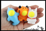 LAST CHANCE - LIMITED STOCK - SALE -Mini Animal Ball Popper Shooter Toy - Put Ball in Mouth and Squeeze to Shoot it Out