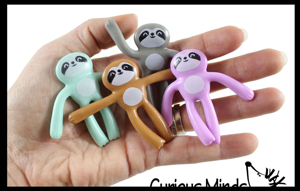 Tiny Sloth Bendable Fidget Toys - Cute Mini Animal Figurines - Party Favors, Prizes, Egg Fillers
