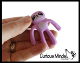 Tiny Sloth Bendable Fidget Toys - Cute Mini Animal Figurines - Party Favors, Prizes, Egg Fillers