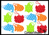 Small Cute Ocean Animal on Clips Theme Bubble Pop Game - Silicone Push Poke Bubble Wrap Fidget Toy - Press Bubbles to Pop the Bubbles Down Then Flip it over and Do it Again - Bubble Popper Sensory Stress Toy