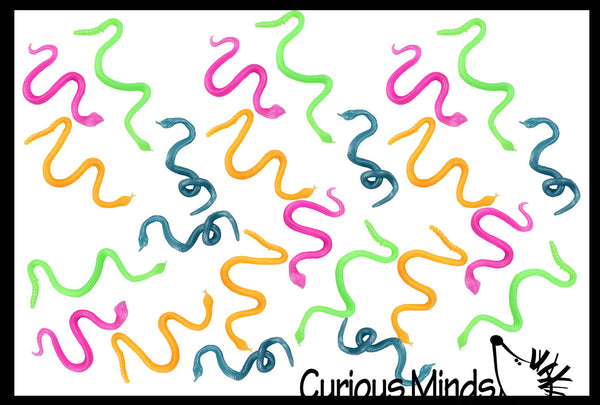 Mini Stretchy Snakes - Individually Wrapped - Party Favor Prize - Sens ...