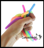 Mini Stretchy String Fidget Toy- Worm Noodle Strings Fidget Toy - 8" Long, Thick, Build Resistance for Strengthening Exercise, Pull, Stretchy, Fiddle