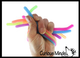 Mini Stretchy String Fidget Toy- Worm Noodle Strings Fidget Toy - 8" Long, Thick, Build Resistance for Strengthening Exercise, Pull, Stretchy, Fiddle