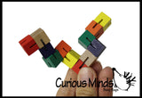 Small Bendy Wood Fidget Toy - Flexible Puzzle Fidget with Wood Cubes and Elastic - Turn and Twist