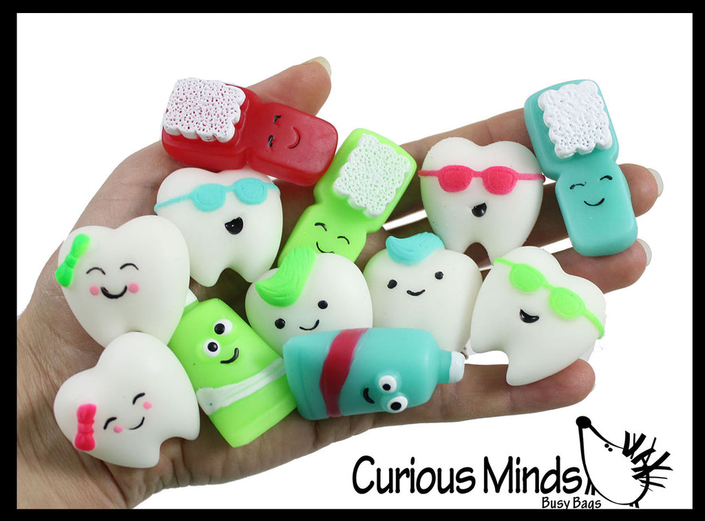 Small Mochi Dental Gummi Figures - Kawaii -  Sensory, Stress, Fidget Party Favor Toy - Dentist Treasure Prize