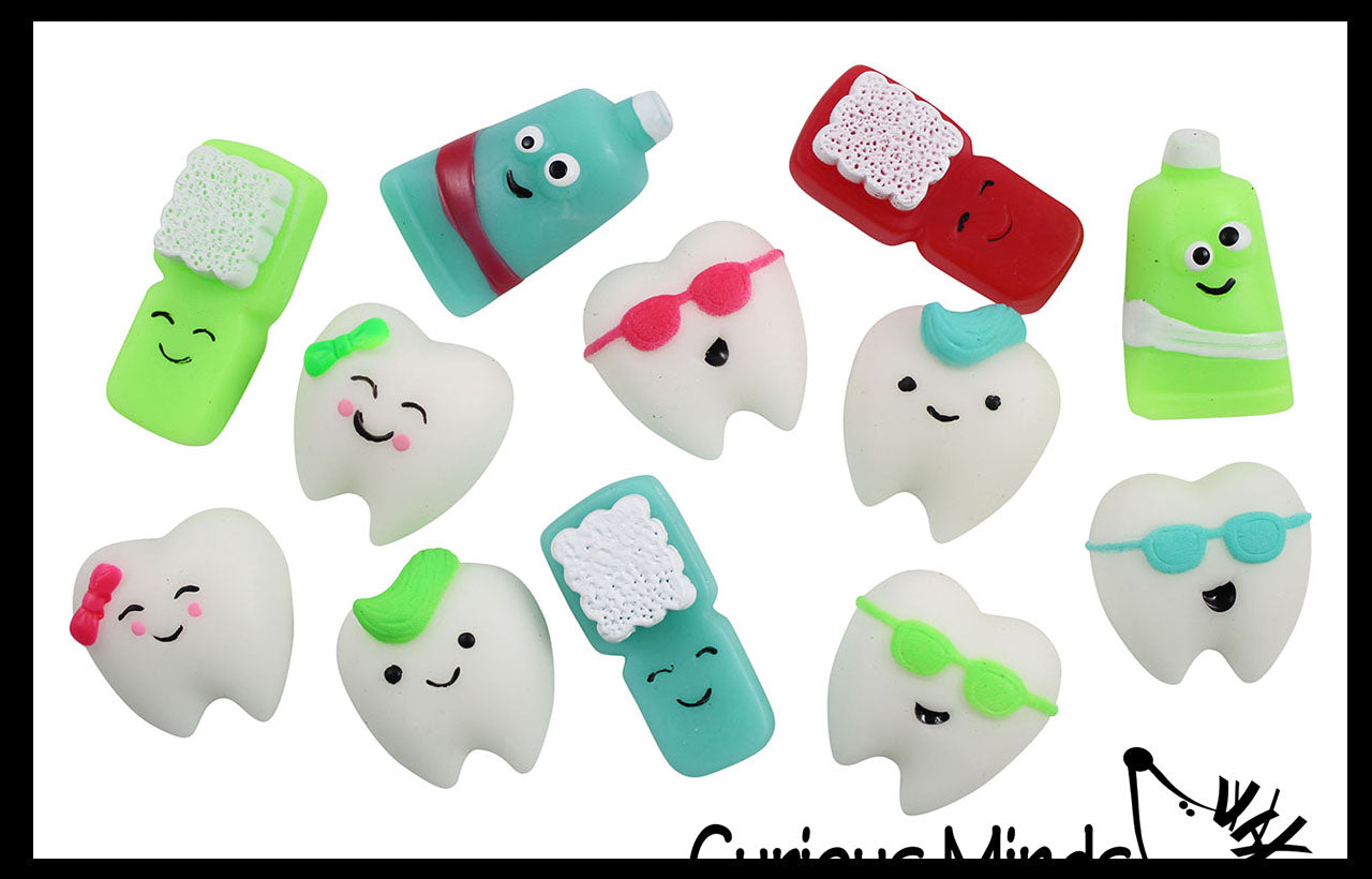 Small Mochi Dental Gummi Figures - Kawaii -  Sensory, Stress, Fidget Party Favor Toy - Dentist Treasure Prize