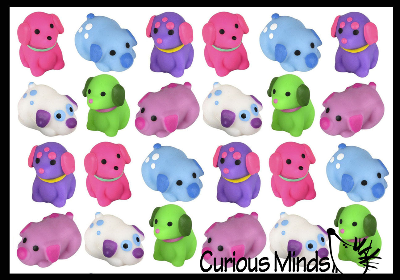 Set of 6 Dog Mochi Squishy Animals - Kawaii - Cute Individually Boxed Wrapped Toys - Sensory, Stress, Fidget Party Favor Toy