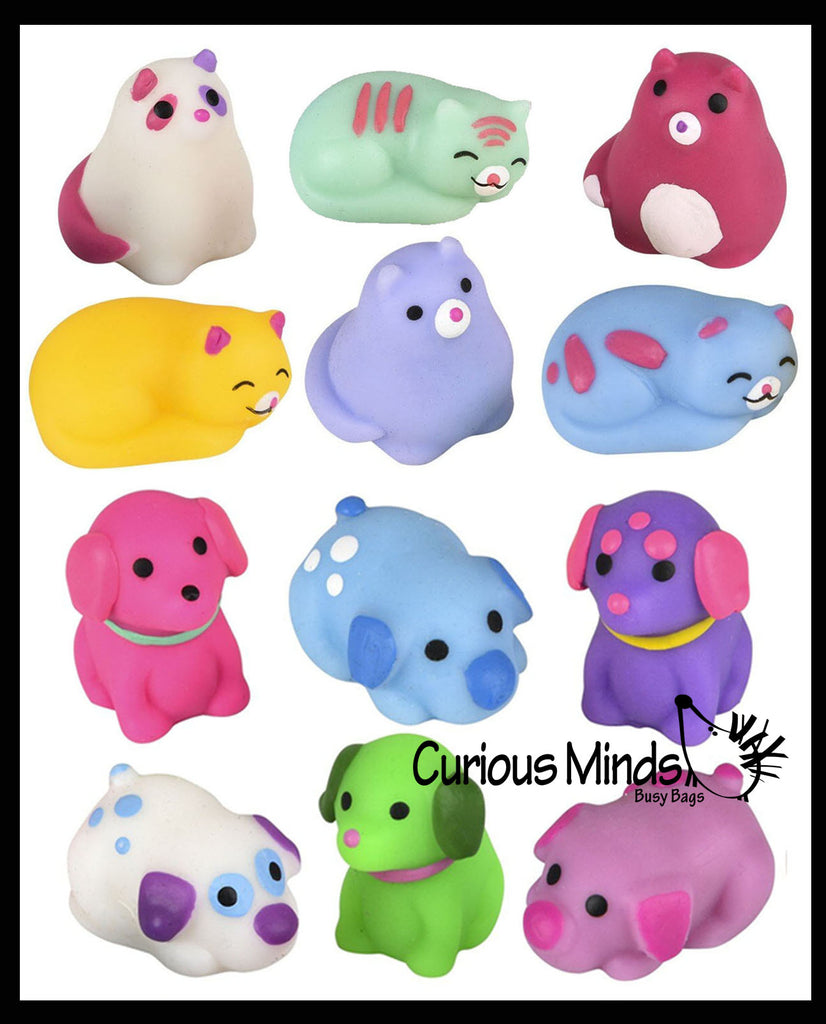 Cats & Dogs -  Cute Animal Mochi Squishy Animals - Kawaii -  Cute Individually Wrapped Toys - Sensory, Stress, Fidget Party Favor Toy