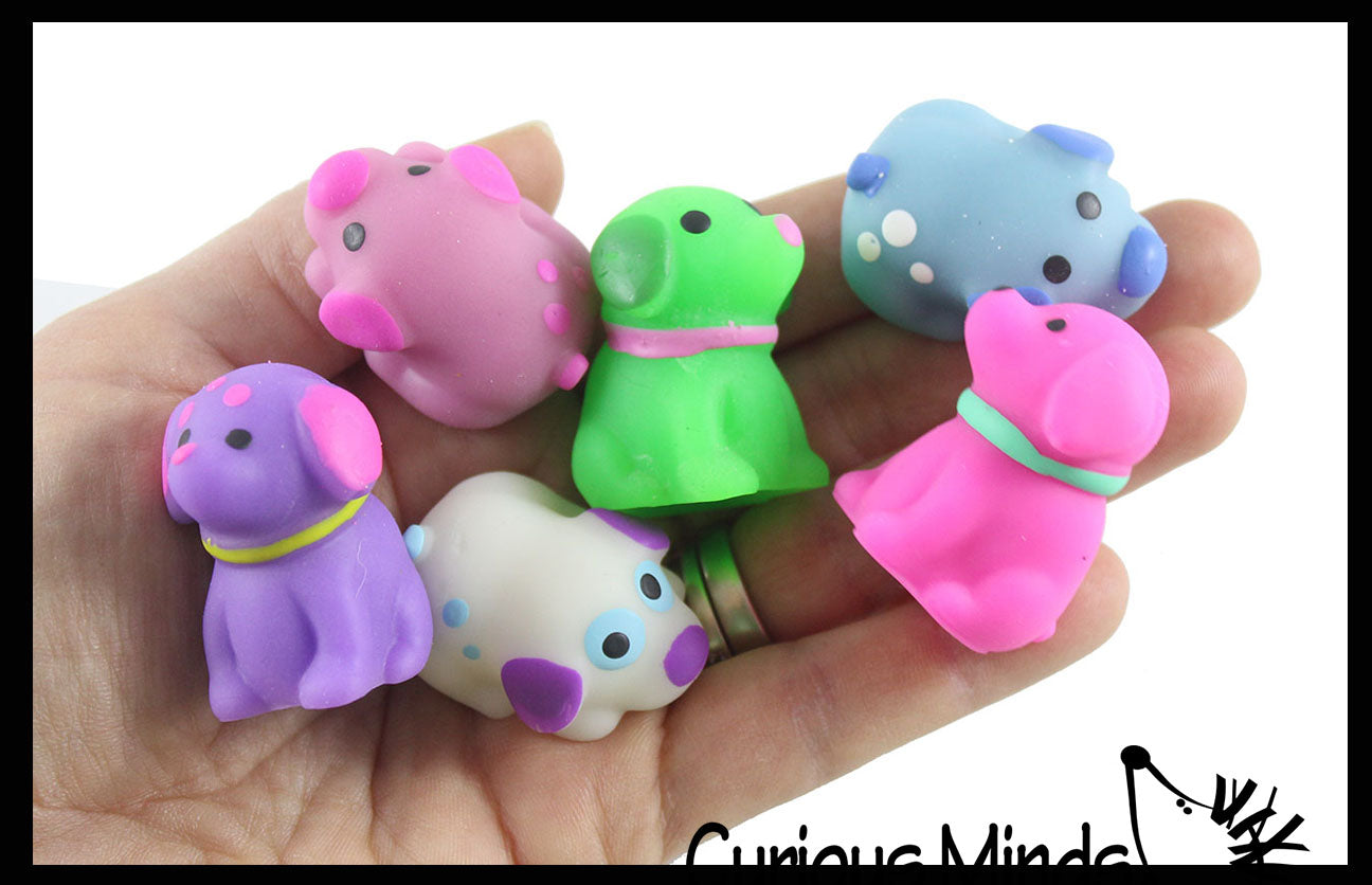 Set of 6 Dog Mochi Squishy Animals - Kawaii - Cute Individually Boxed Wrapped Toys - Sensory, Stress, Fidget Party Favor Toy