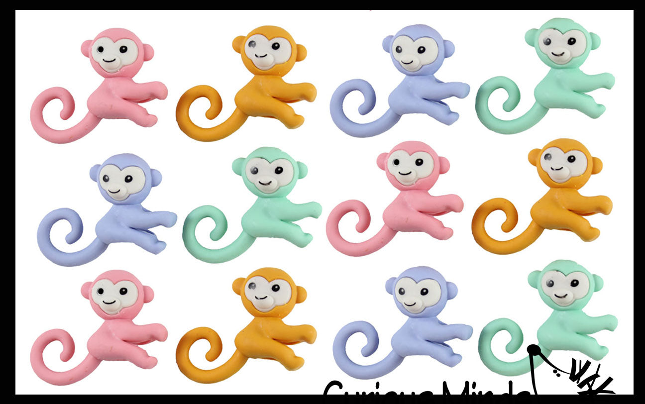 Cute Monkey Animal 3D Adorable Erasers - Eraser Pencil Toppers - Desk Pet - Novelty and Functional Adorable Eraser Novelty Treasure Prize, School Classroom Supply, - Party Favor