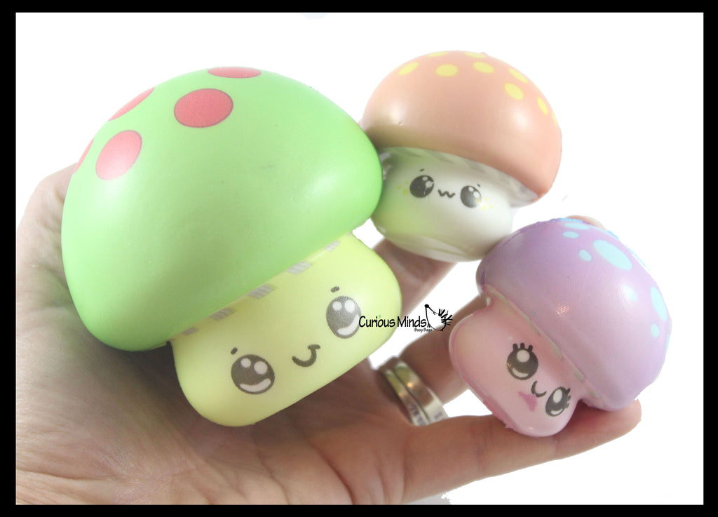 Mushroom Family - 3 Cute Mushroom Slow Rise Squishy Toys - Memory Foam Party Favors, Prizes, OT