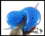 Jumbo Light Up Narwhal Water Bead Filled Squeeze Stress Ball  -  Sensory, Stress, Fidget Toy