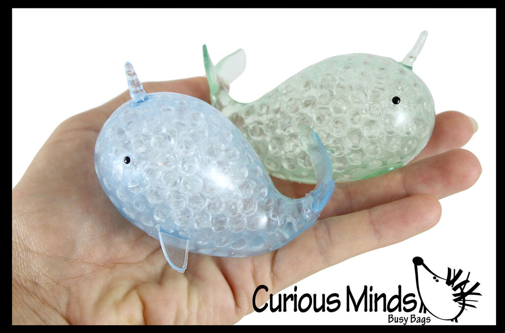 Narwhal Water Bead Filled Squeeze Stress Ball  -  Sensory, Stress, Fidget Toy Gel Orbs