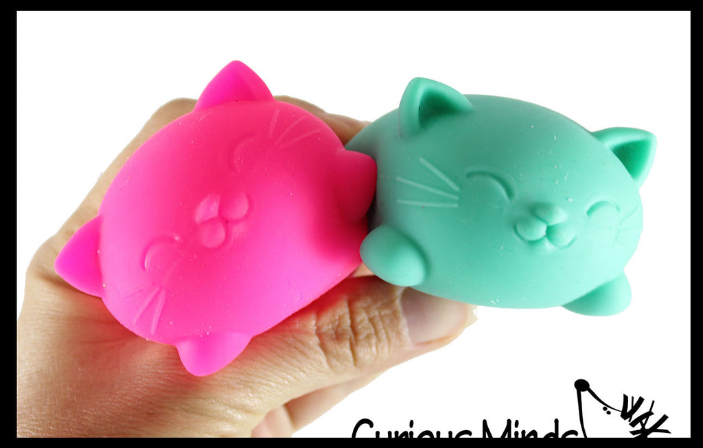 NeeDoh Groovy Cool Cat Soft Doh Filled Stretch Ball - Ultra Squishy and Moldable Relaxing Sensory Fidget Stress Toy Nee Doh