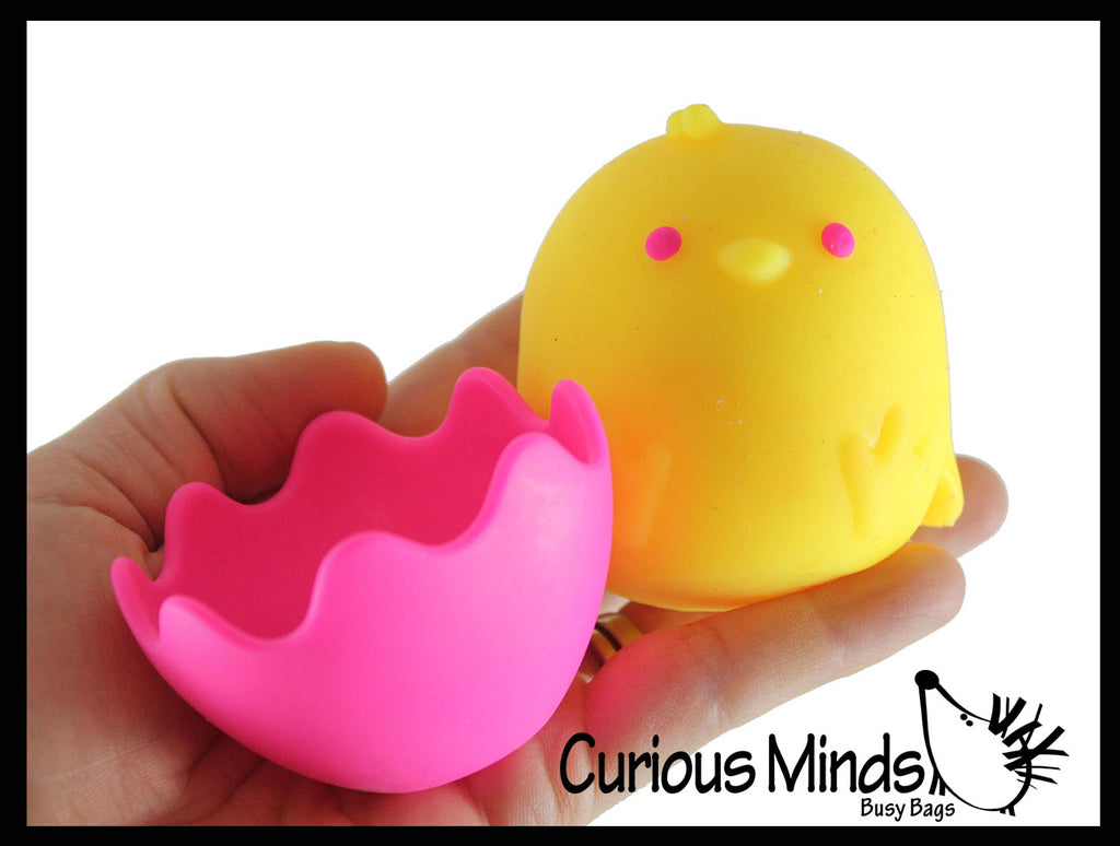 NeeDoh Chick in Egg - Easter Chicken - Soft Doh Filled Stretch Ball with Removable Egg - Ultra Squishy and Moldable Relaxing Sensory Fidget Stress Toy