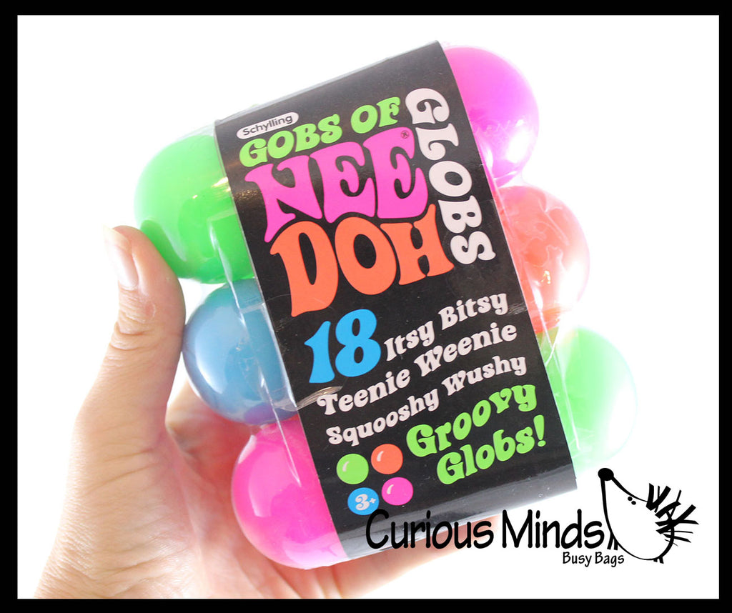 NeeDoh Gobs of Globs - 18 Teenie Tiny Nee-Doh 3 Pack Soft Doh Filled Stretch Ball - Ultra Squishy and Moldable Relaxing Sensory Fidget Stress Toy