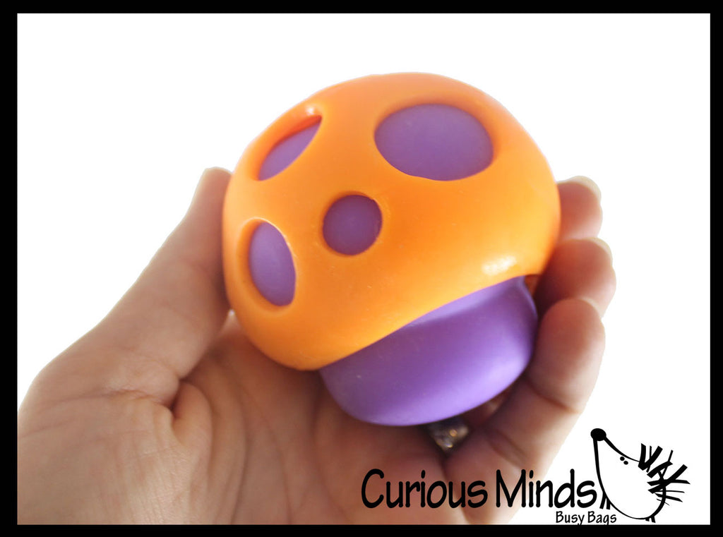 NeeDoh Mushroom - Groovy Shroom Soft Doh Filled Stretch Ball with Mesh Web - Ultra Squishy and Moldable Relaxing Sensory Fidget Stress Toy Nee Doh