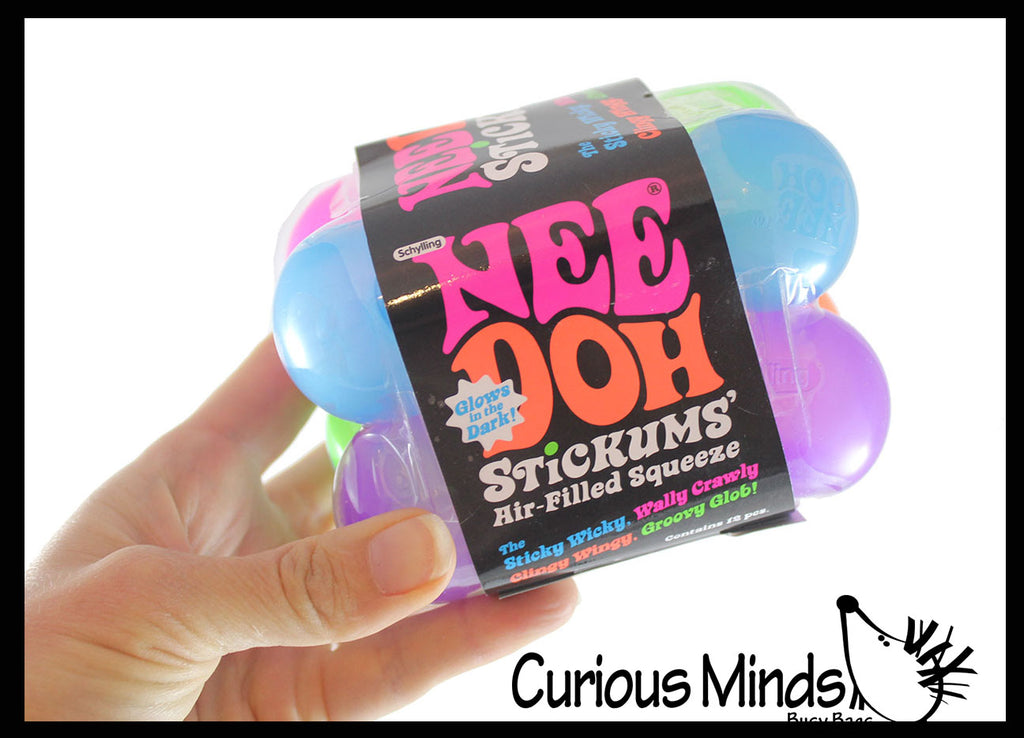 NeeDoh Stickums - 12 Teenie Tiny Soft Air Filled Stretch Ball - Ultra Squishy and Sticky Relaxing Sensory Fidget Stress Toy Nee Doh