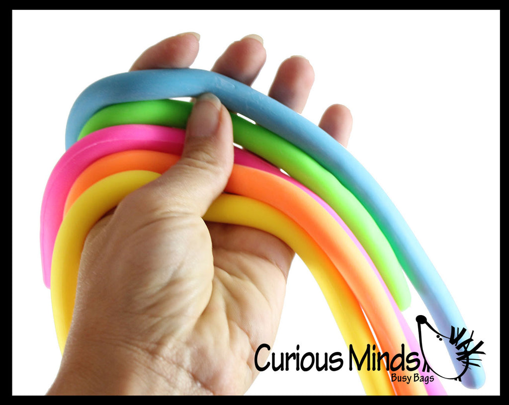 Nee Doh Noodlies 5 Stretchy Noodle Strings Fidget Toy - 13" Long, Not Sticky, Thick, Build Resistance for Strengthening Exercise, Pull, Stretchy, Fiddle Nee Doh