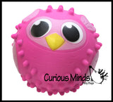 LAST CHANCE - LIMITED STOCK -  CLEARANCE - SALE - OWL 5" Knobby Bumpy Ball Sensory Toy
