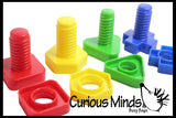 Large Wood Nuts and Bolts - Fine Motor Montessori Activity for Toddlers 18M and up Montessori Toy