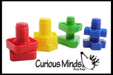 Large Wood Nuts and Bolts - Fine Motor Montessori Activity for Toddlers 18M and up Montessori Toy