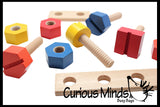 Large Wood Nuts and Bolts - Fine Motor Montessori Activity for Toddlers 18M and up Montessori Toy