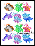 LAST CHANCE - LIMITED STOCK - SALE  - Tie Dye Cute Ocean Animal on Clips Theme Bubble Pop Game - Silicone Push Poke Bubble Wrap Fidget Toy - Press Bubbles to Pop the Bubbles Down Then Flip it over and Do it Again - Bubble Popper Sensory Stress Toy