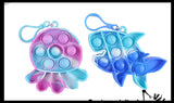 LAST CHANCE - LIMITED STOCK - SALE  - Tie Dye Cute Ocean Animal on Clips Theme Bubble Pop Game - Silicone Push Poke Bubble Wrap Fidget Toy - Press Bubbles to Pop the Bubbles Down Then Flip it over and Do it Again - Bubble Popper Sensory Stress Toy