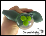 Large Pea Pod Squishy Fidget - Hide and Seek Pop Out -  Water Gel Filled Squeeze Stress Ball  -  Sensory, Stress, Fidget Toy