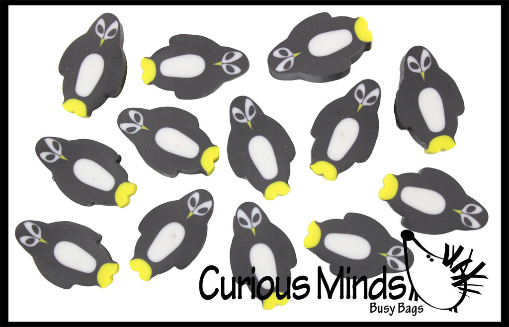 Black Penguin Mini Erasers - Novelty and Functional Adorable Eraser Novelty Treasure Prize, School Classroom Supply, Math Counters - Sorting - Party Favor